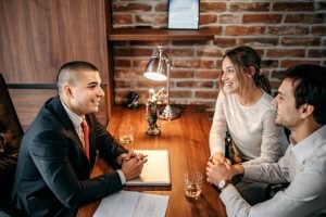 Couple discussing Knoxville premarital agreement
